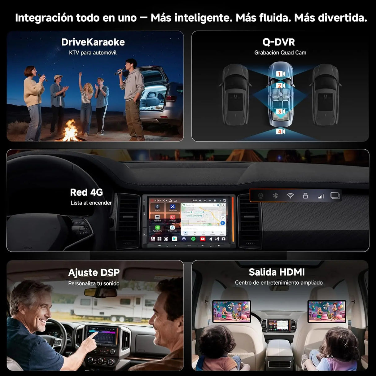 ATOTO V10G2D7OC Radio AI 2 DIN Android 7'' QLED, Karaoke en Coche, 6G+128G, Grabación Simultánea 4 Cámaras, aptX HD Bluetooth, 4G SIM/Wi-Fi, Wireless CarPlay & Android Auto