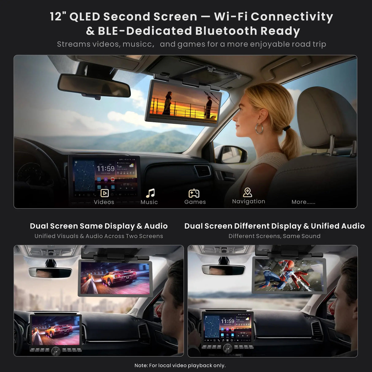 X10 10.1 inch Knob Single DIN & Double DIN Car Stereo, with Passenger Entertainment Screen, AI Vision