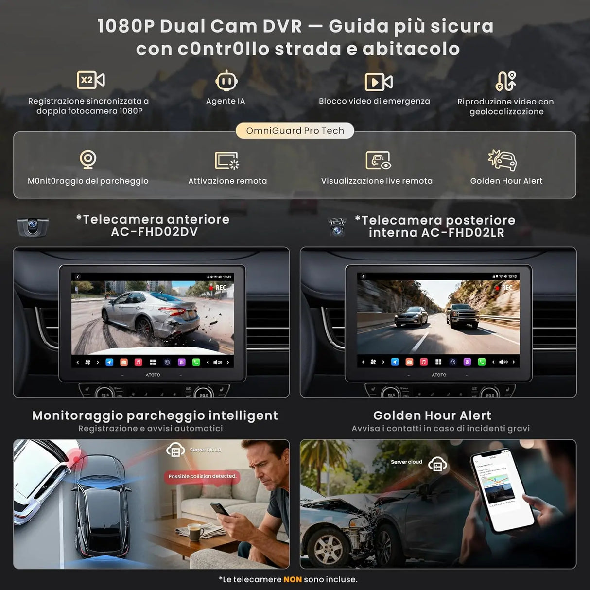 ATOTO X10DG211E Autoradio 2 DIN 10" QLED DAB, 8+128G, CarPlay Wireless, Android Auto Wireless, 4G LTE, Assistente Vocale AI, Tracciamento GPS, Doppio Microfono & Bluetooth, LRV, 36B-EQ, Ingresso HDMI