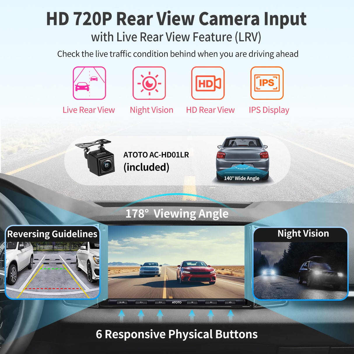 ATOTO A6G2A7PF Autoradio 2 DIN 7 Pouces avec Caméra de Recul, Android, CarPlay & Android Auto sans Fil, Double Bluetooth, WiFi/BT/USB Tethering, Entrée HD LRV, 2G+32G