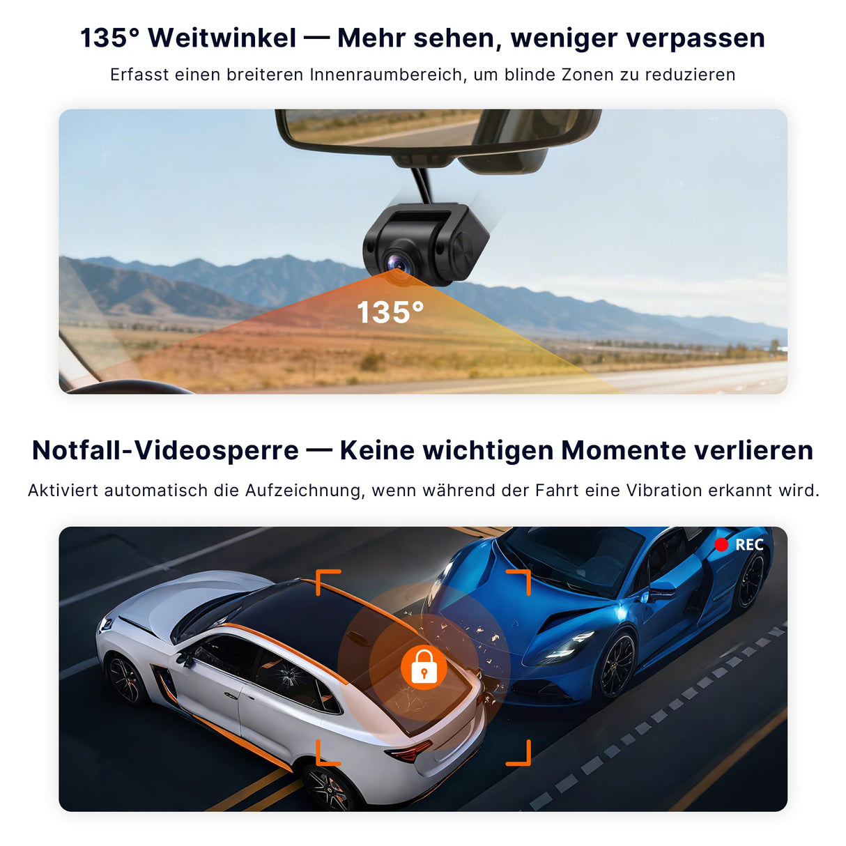 ATOTOEXCEL Innenraumkamera, Rückwärtsgerichtet (Vorne Montiert) mit AHD 1080p, 30fps, Starlight-Nachtsicht, 135° Weitwinkel, Loop-Aufnahme, Parkmodus, Nur Kompatibel mit V10 Serie, AC-HN9CBV1