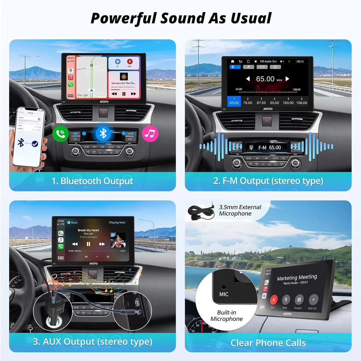 ATOTO P509SD 9'' Portable CarPlay Screen with Dash Cam, 1080p Backup Camera, CarPlay & Wireless Android Auto, Touch Screen,AUX/FM, SWC