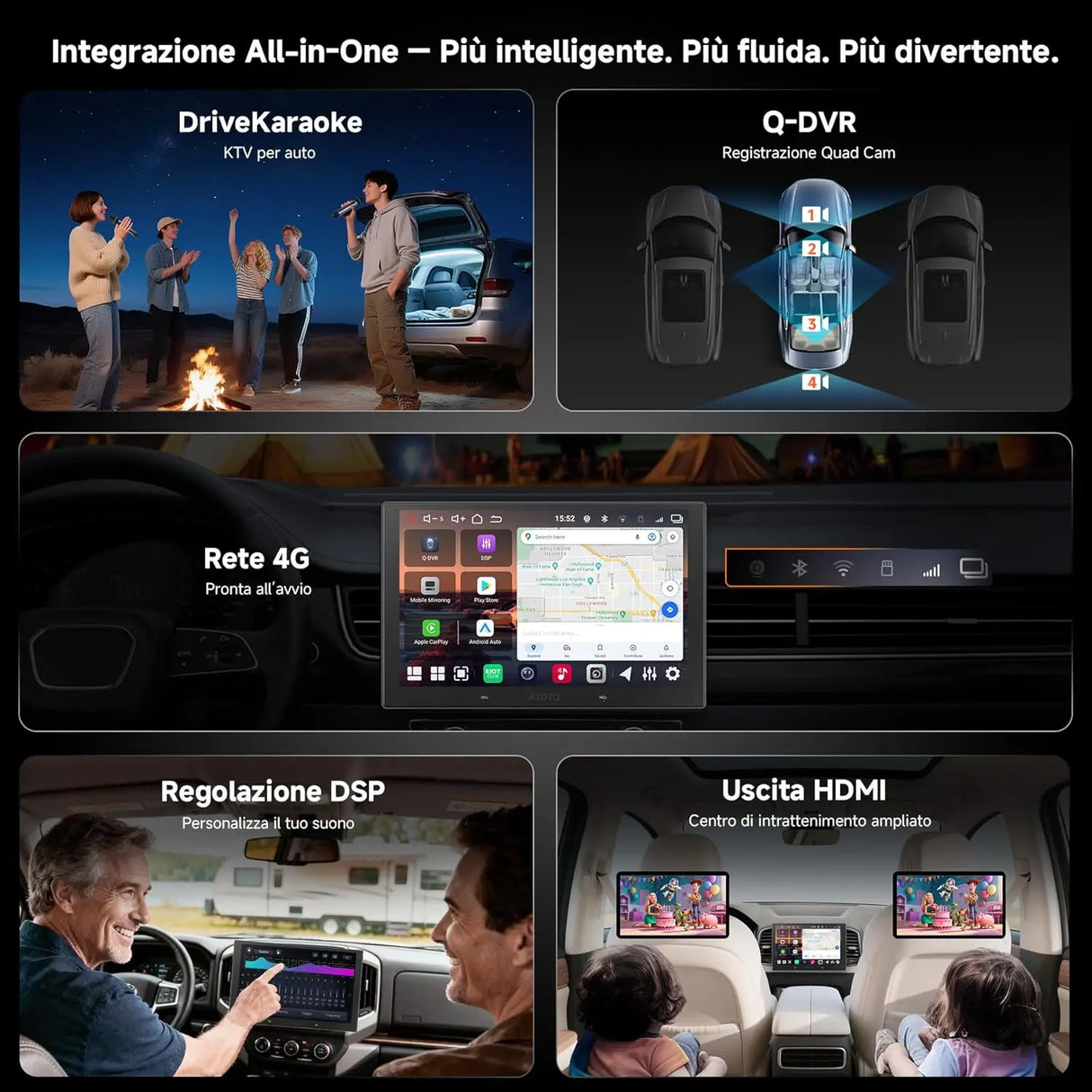 ATOTO V10G211OC 10" Android 2DIN Autoradio, 6GB+128GB, Bluetooth 5.4/Wi-Fi, CarPlay e Android Auto Senza Fili