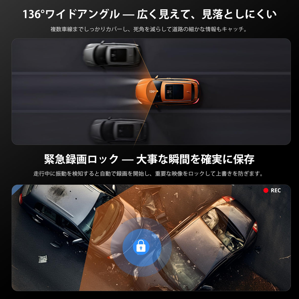 ATOTO AC-HN9FR 前方ドライブレコーダー|AHD 1080p・30fps・スターライト夜間撮影・WDR・136°広角・Gセンサー・駐車監視・ループ録画・GPS軌跡再生・V10シリーズ対応