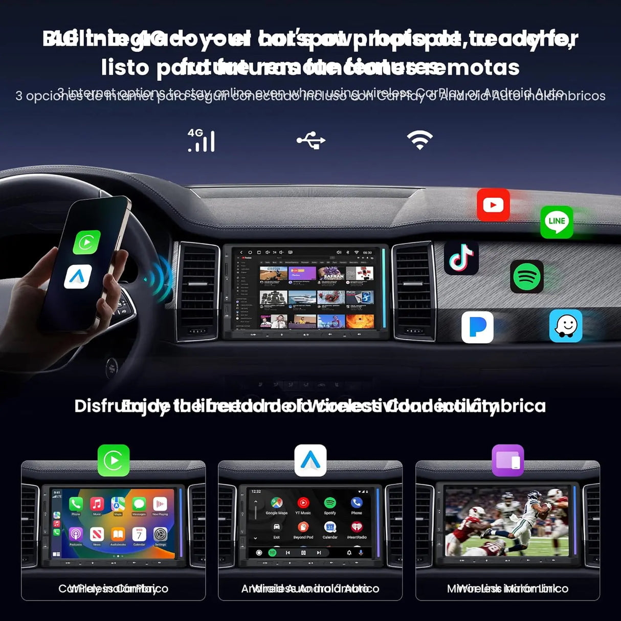 ATOTO S84G2D7PB 7" Autoradio Android 2 DIN con Pantalla Táctil, Iluminación Ambiental, Alerta de Colisión, Vigilancia de Aparcamiento, GPS Integrado, DSP Hi-Fi con Salida 4V