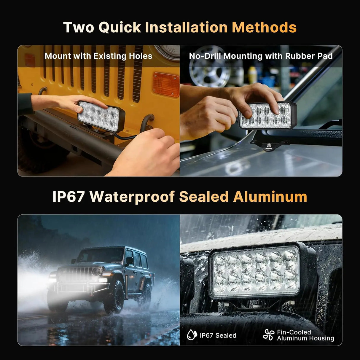 AL-F14-36W LEAPROCK LED Light Bar Work Light, 36W, 2-Pack, High Brightness Off-Road Auxiliary Lighting