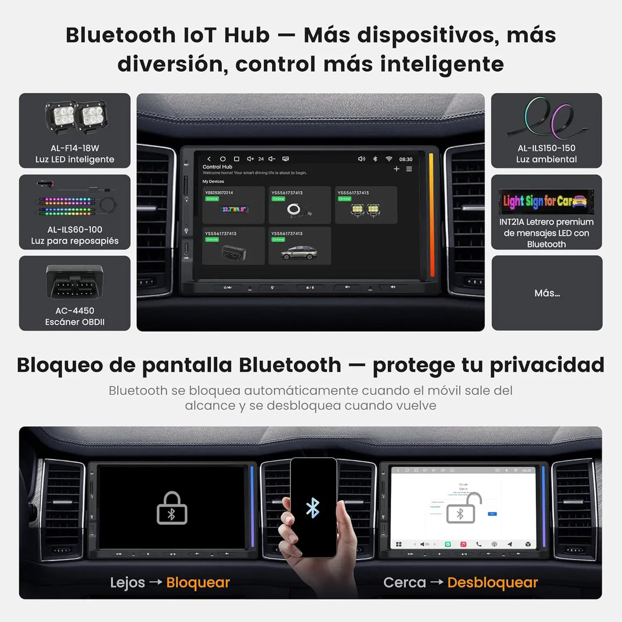 ATOTO S84G2D7PB 7" Autoradio Android 2 DIN con Pantalla Táctil, Iluminación Ambiental, Alerta de Colisión, Vigilancia de Aparcamiento, GPS Integrado, DSP Hi-Fi con Salida 4V