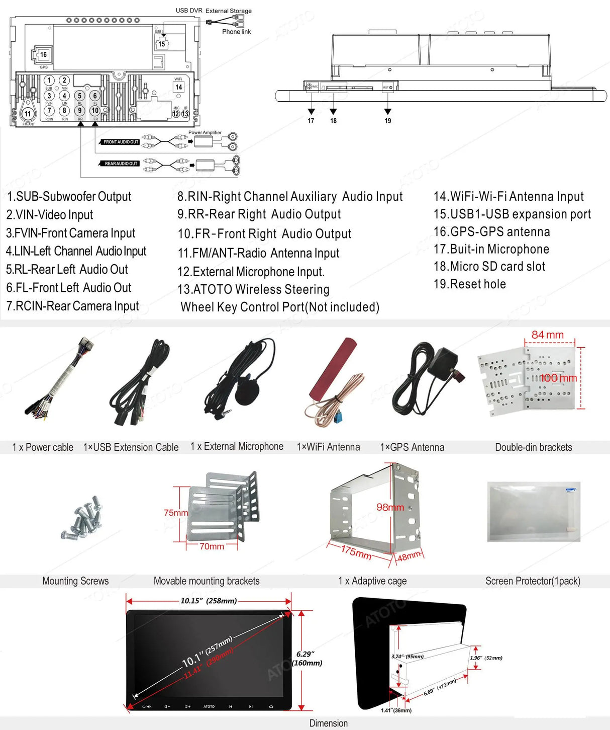 ATOTO S8G2114PM 10" Double Din Car Stereo, QLED Display, Wireless CarPlay and Android Auto, Split Screen, Dual Bluetooth with aptX HD, HD VSV Parking, LRV, SCVC, 3G+32G, Android Navigation