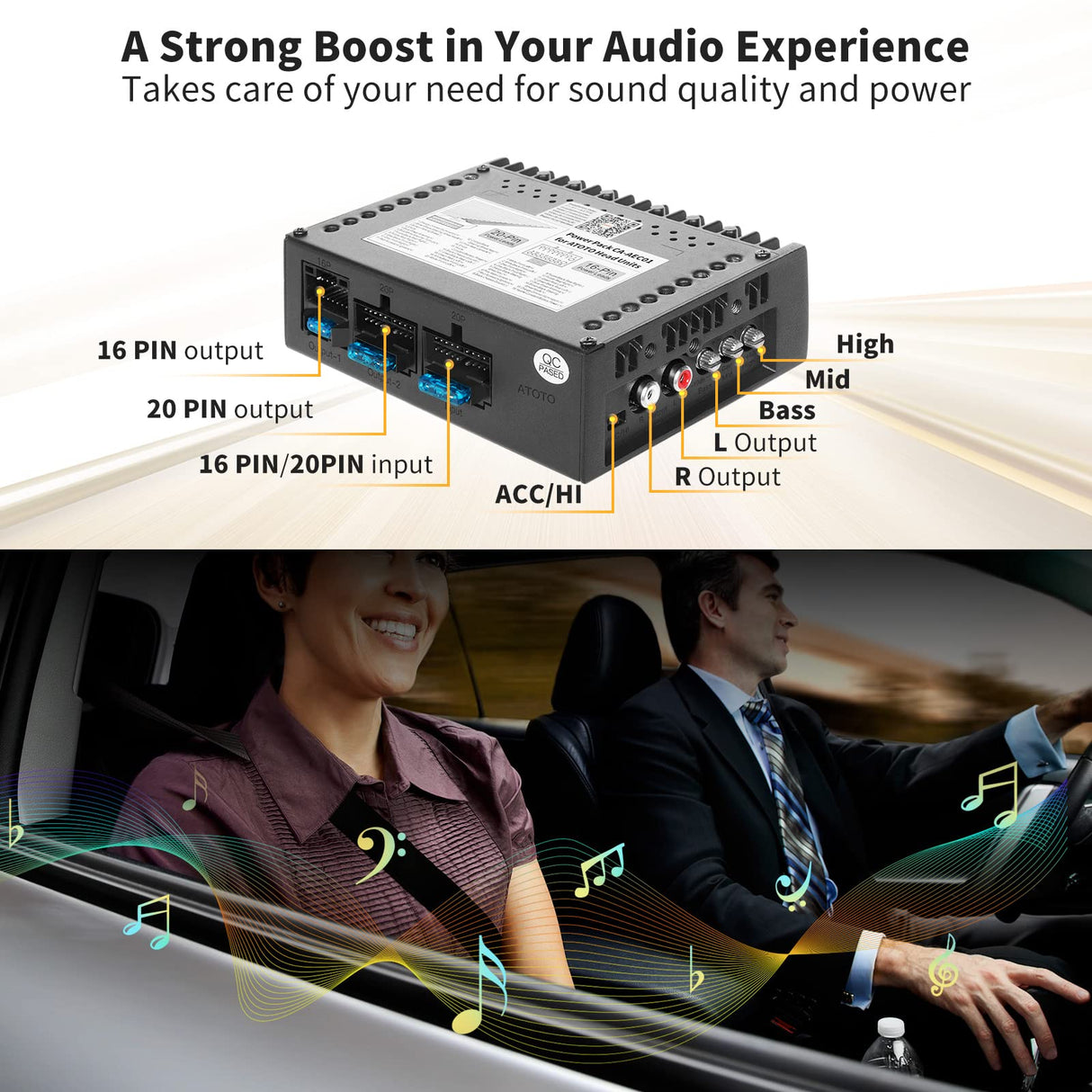 ATOTO CA-AEC01 Car Amplifier, 4 Channel, 400W Max Power, Class A/B, 2/4 Ohm Stable, Only Compatible with Selected ATOTO Car Stereos