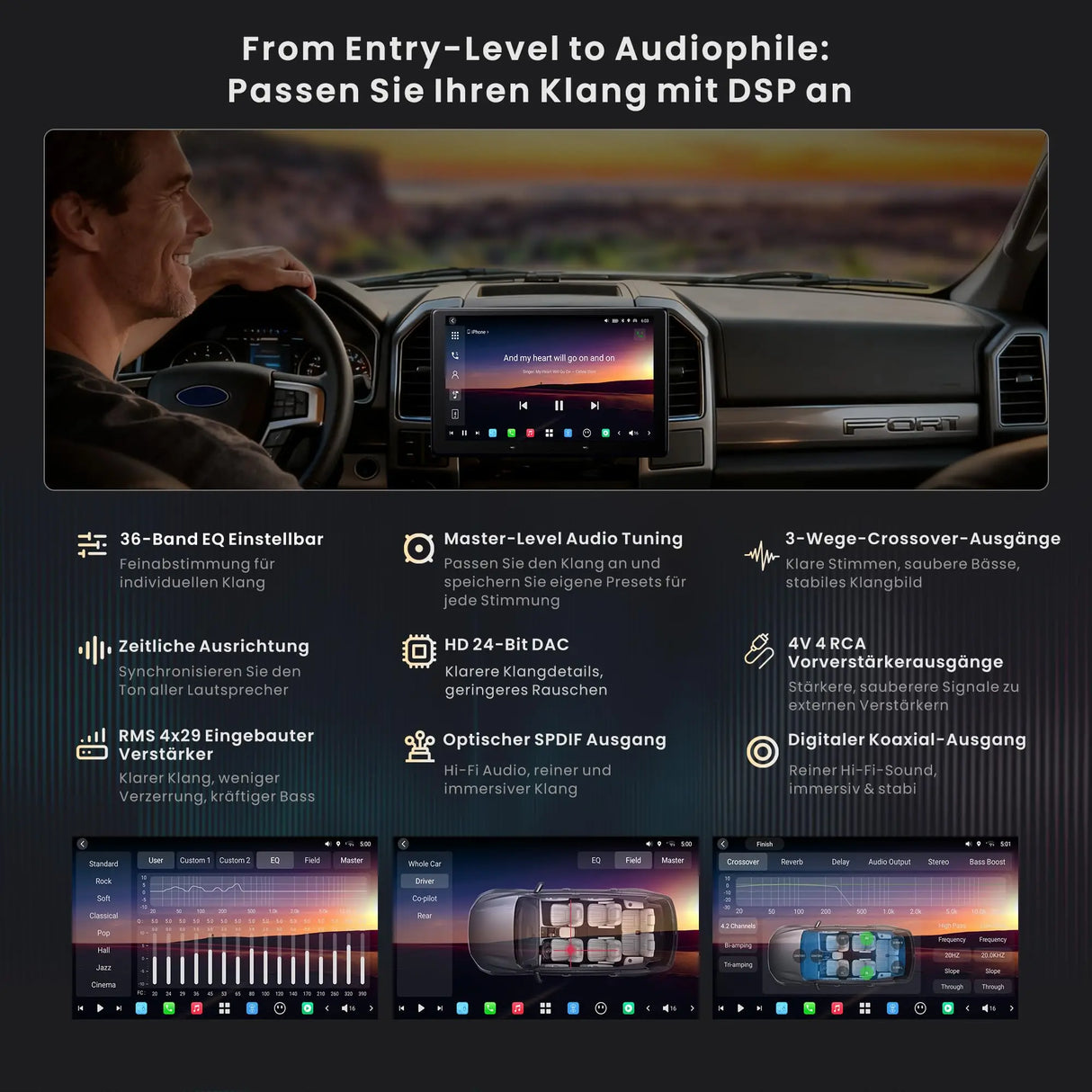 ATOTOZONE X10DG211E 10 Zoll Android DAB+ Autoradio Doppel-Din, 8+128G, 4G LTE, KI-Sprachassistent, Kabelloses Carplay & Android Auto, Duales Mikrofon & BT & Kameraeingang, 36B-EQ, HDMI-Eingang
