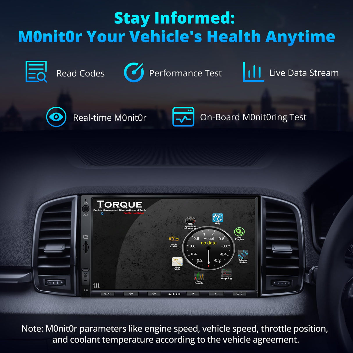 ATOTO A5LG2A7T 7" 2 Din Car stereo Android with OBD2 Diagnostic Device, Wireless CarPlay & Android Auto, 24-Band EQ, WiFi/BT Tethering, 2G+32G