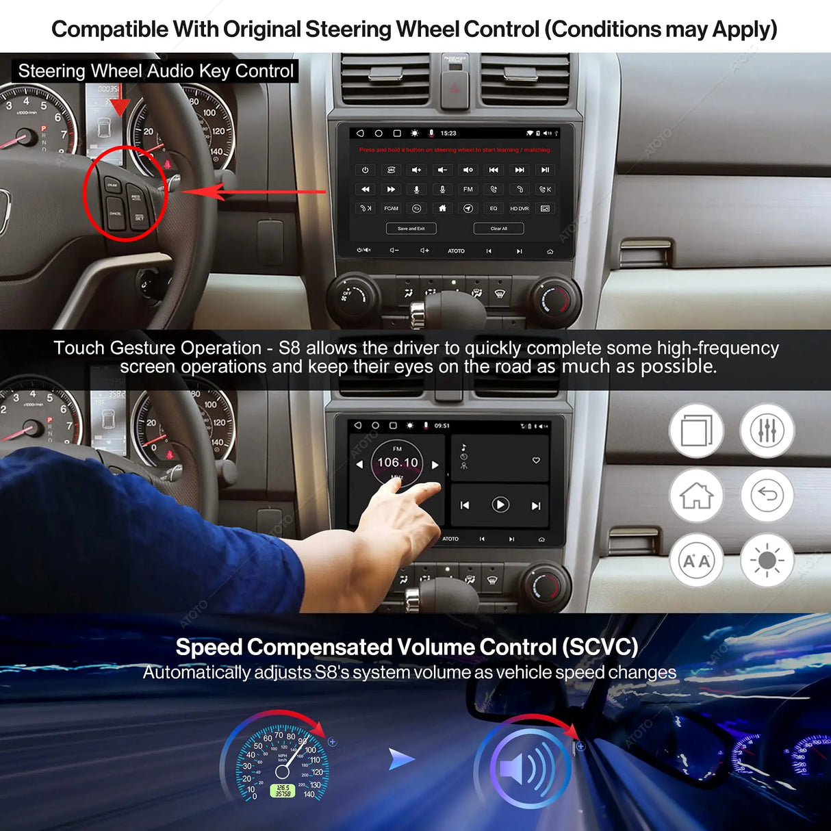 ATOTO S8 Lite 10.1inch Double Din Android Car Stereo Receiver, Compatible with Wireless Apple CarPlay & Android Auto, Dual Bluetooth, WiFi/BT/USB Tethering Internet, LRV, 2G+32G, S8G2113LT