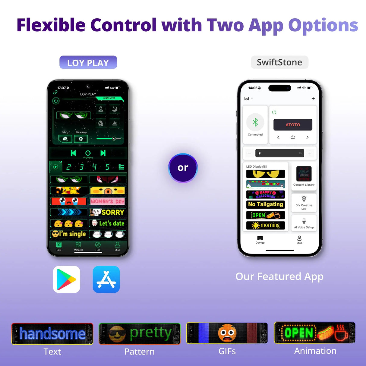 ATOTO CI-VIALD13 Programmable LED Sign – 13.7" x 4" Scrolling Advertising Display, AI Voice Control, Bluetooth App Control, Custom Text & Animation