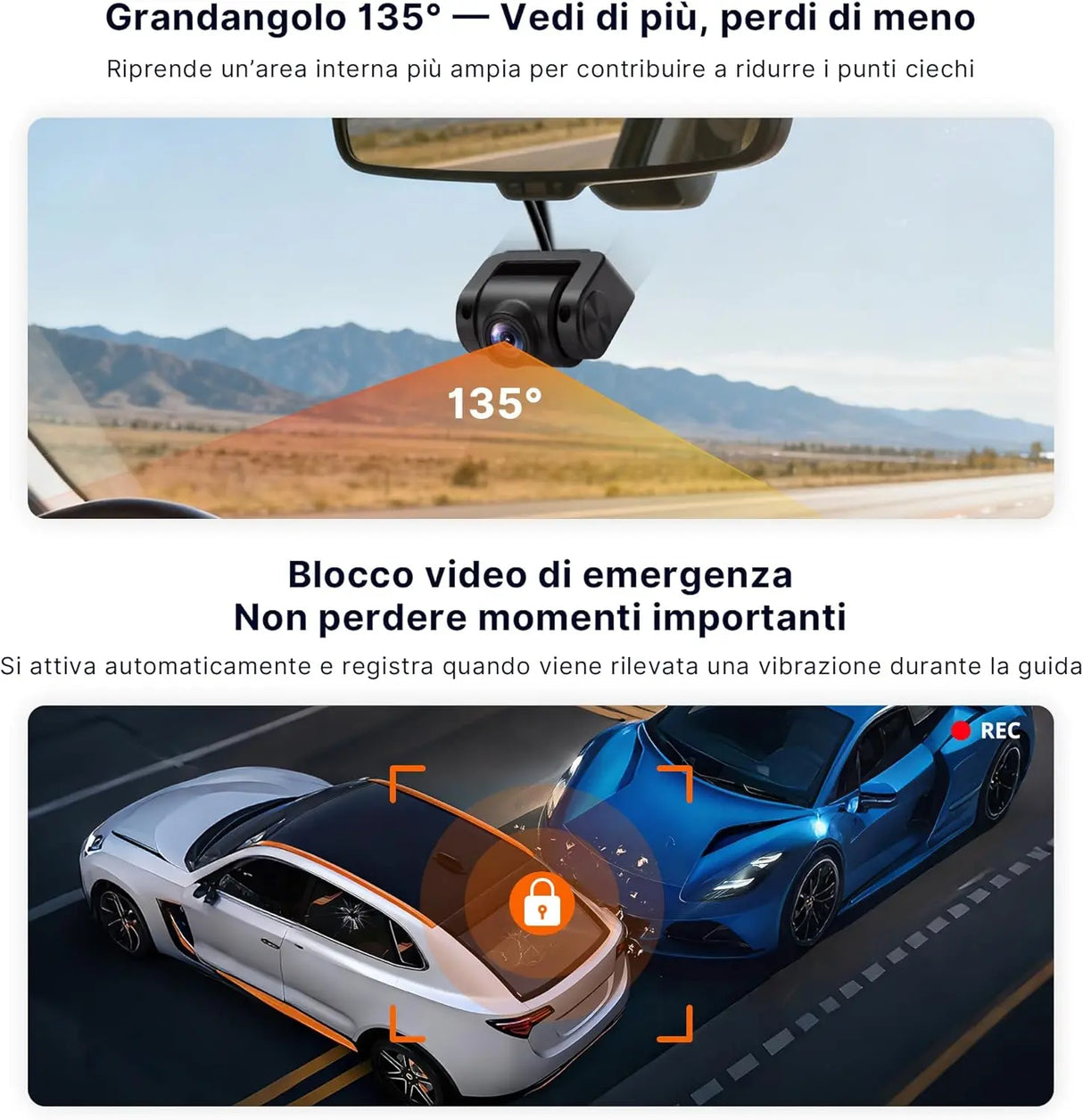 ATOTO AC-HN9CBV1 Telecamera Abitacolo, Rivolta Indietro (Montata Davanti), AHD 1080p 30fps, Visione Notturna Starlight, Grandangolo 135°, Modalità Parcheggio – Solo per Serie V10