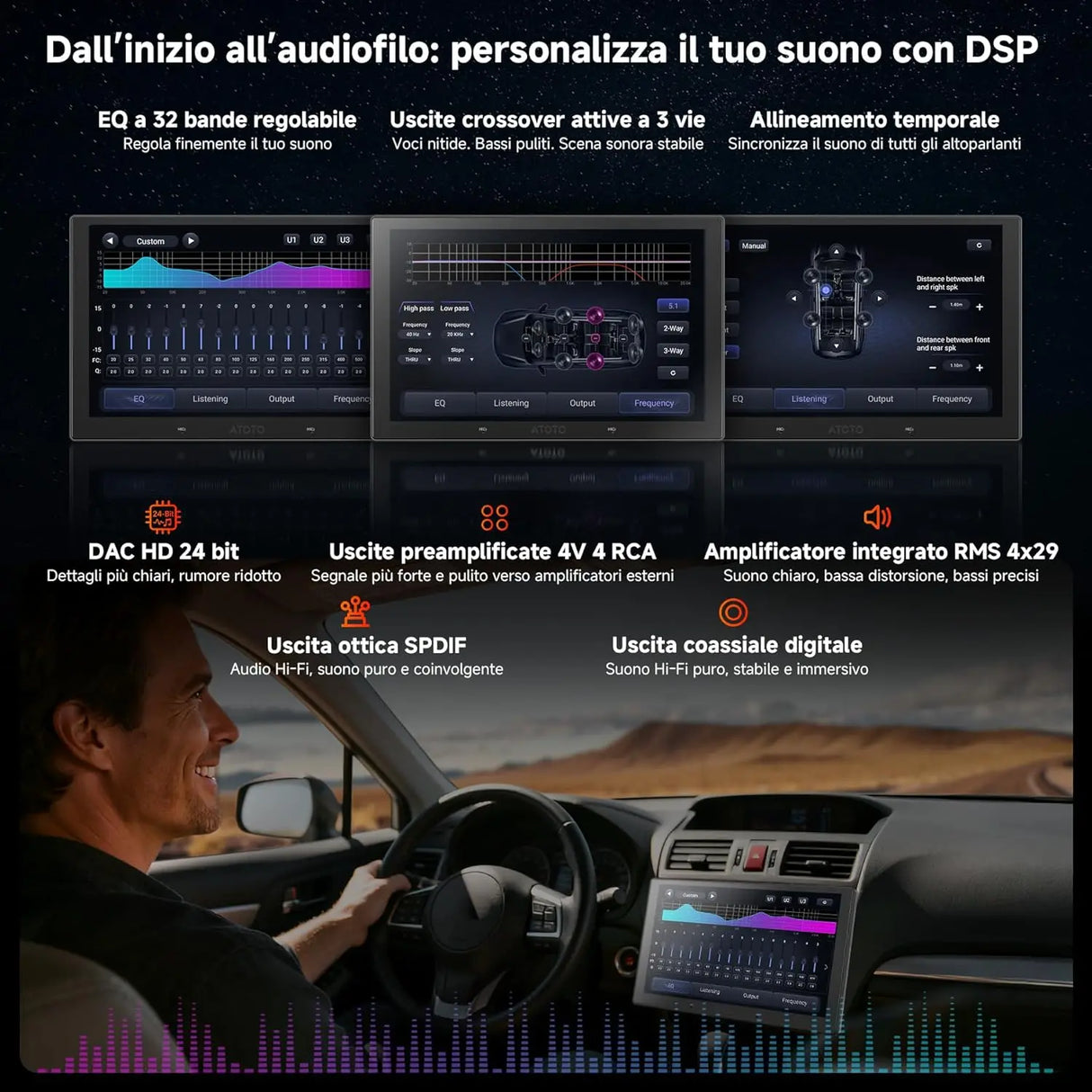 ATOTO V10G211OC 10" Android 2DIN Autoradio, 6GB+128GB, Bluetooth 5.4/Wi-Fi, CarPlay e Android Auto Senza Fili