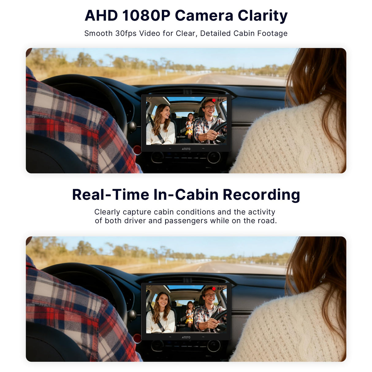 ATOTO AC-HN9CBV1 In-Cabin Camera, Rearward-Facing AHD 1080p 30fps, Starlight Night Vision, 135° Wide-Angle, Parking Mode – Only for ATOTO V10 Series