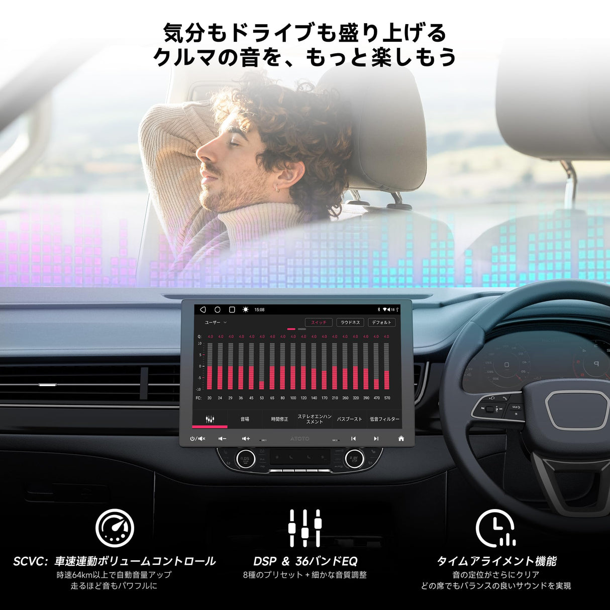 ATOTO A6G110PF 10.1" 8コア 1 Din& 2 Din Androidカーステレオ、2+32GB、ワイヤレスCarPlay & Android Auto、フローティングQLEDタッチスクリーン、ChatGPT、GPSトラッカー、HD LRV、WiFi/Bluetooth/USB、デュアルBluetooth