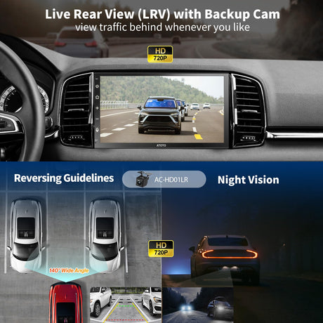 ATOTO F7G2B7WE 7" Double Din Car Stereo, HD LRV Camera, Full Touchscreen, Wireless CarPlay and Android Auto, Bluetooth 5.3, GPS, FM/AM/AUX, 4.1 Channel Audio Out, Screen Mirroring