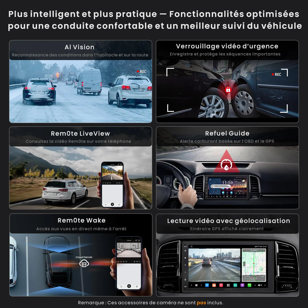 ATOTO X10DG2B7E Autoradio 2 DIN 7 Pouces, QLED, 8+128G, Microphone Double et Entrée Caméra, CarPlay & Android Auto sans fil, 4G LTE, Assistant vocal IA, Suivi GPS, DAB, Bluetooth, LRV, Entrée HDMI