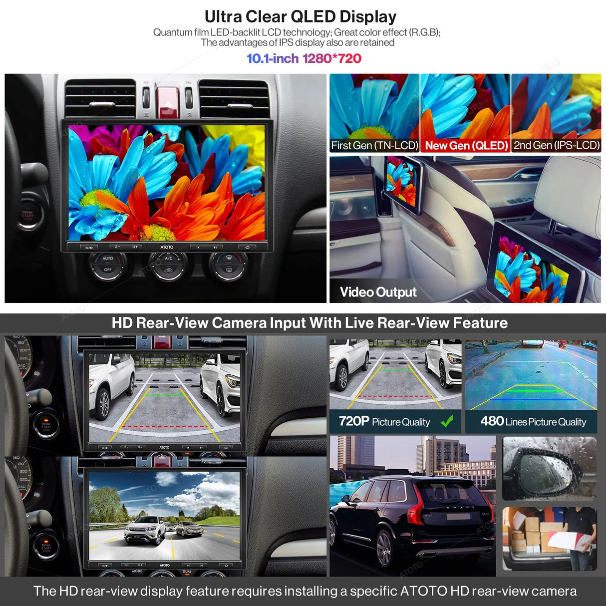 ATOTO F7G110XE 10" Double Din & Single Din Car Stereo, HD LRV Camera, Wireless CarPlay & Android Auto, Bluetooth, SXM, Mirror Link, Quick Charge, USB/SD up to 2TB Storage