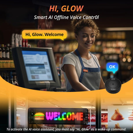 ATOTO CI-VIALD19 Programmable LED Car Sign - 19.4" Voice & App Controlled Scrolling Text Display with Custom RGB Animations for Vehicles, Stores & Hotels (USB 5V Powered, Flexible Mount)