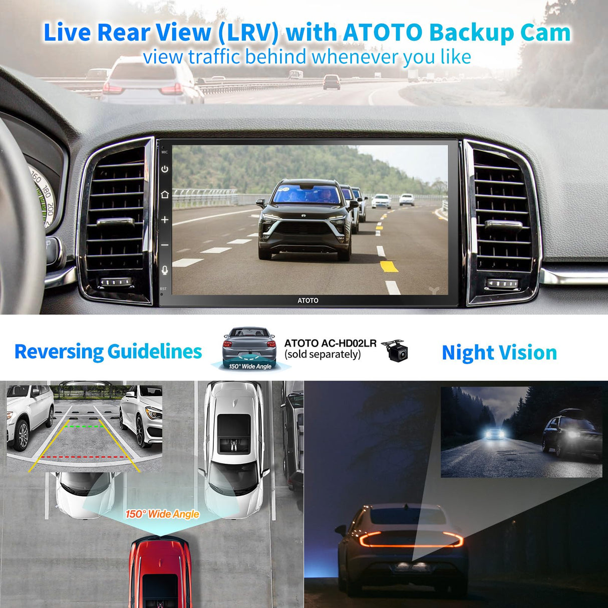 ATOTO F7G2B7WE 7" Double Din Head Unit with Wireless CarPlay & Android Auto, HD Touchscreen, Bluetooth, GPS Navigation, FM/AM, MirrorLink, HD Live Rearview, Voice Control