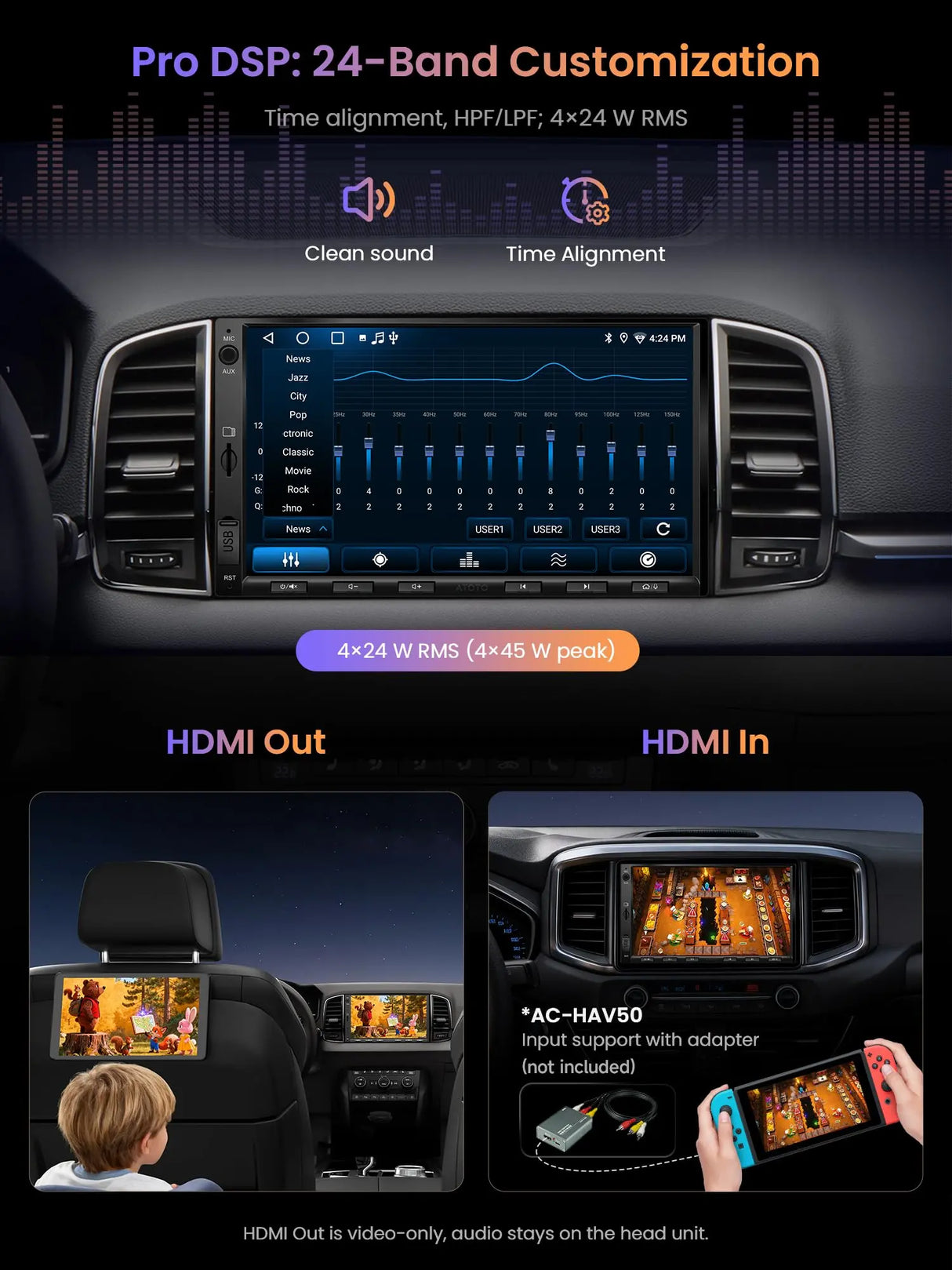 ATOTOZONE A5L Android Autoradio Doppel Din Radio, 7" Digital Media-Receiver, Wireless CarPlay/Android Auto, WiFi/BT Tethering, Rückfahrkamera,Bluetooth, MirrorLink,2G+32G, 48-B EQ DSP,FM/AUX