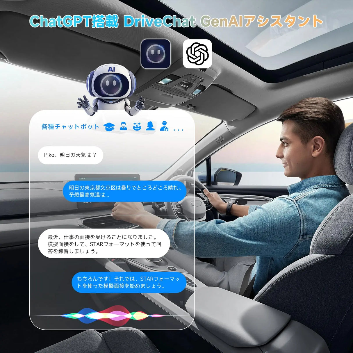 ATOTO AD5ワイヤレス互換:CarPlay/Android Auto対応、ChatGPT搭載AIドングル、デュアルWiFi、256GB外部ストレージ、メディアストリーミング可能、車載システムをスマートにアップグレード
