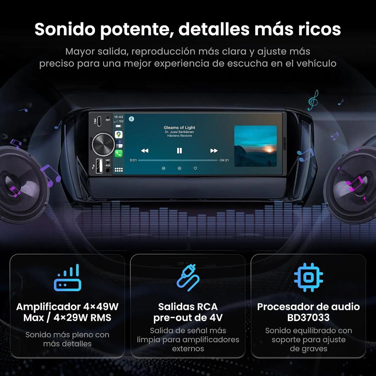 ATOTO F7G1A6WE-S01 Radio de Coche 1 DIN 6,28" con Pantalla Táctil, Apple CarPlay y Android Auto Inalámbricos