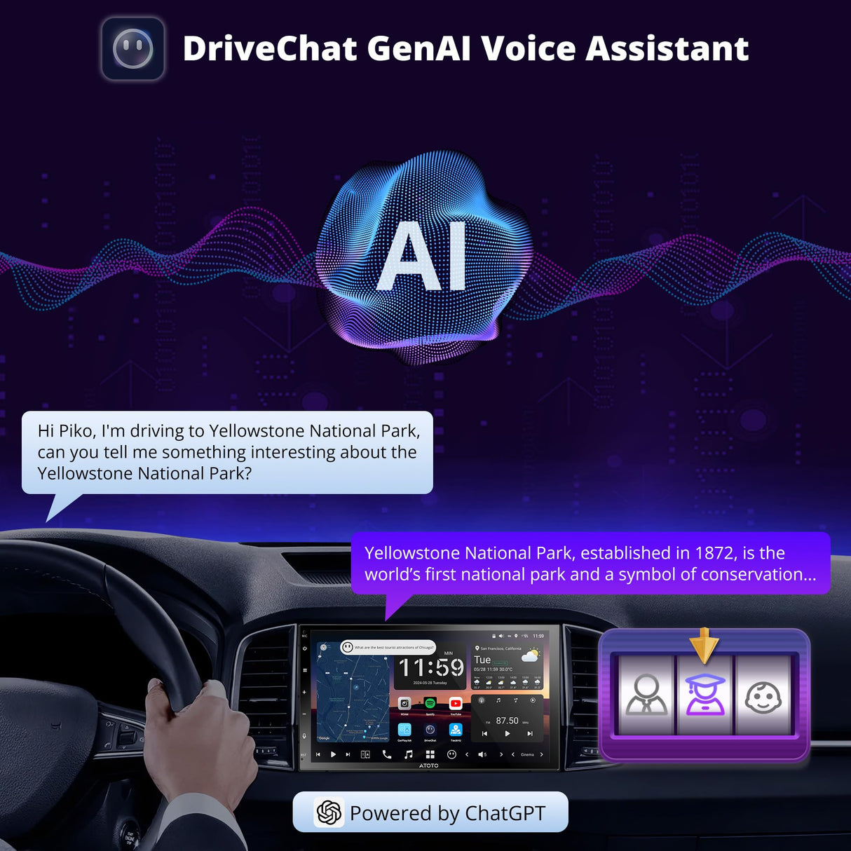 ATOTO X10G2B7E 7" Double Din Car Stereo with OBD2 Scanner, Wireless CarPlay & Android Auto, QLED Touchscreen, Android 13, Octa-Core 8+128GB, 4G LTE, Built-in Amplifier, GPS, HDMI, Streaming Apps