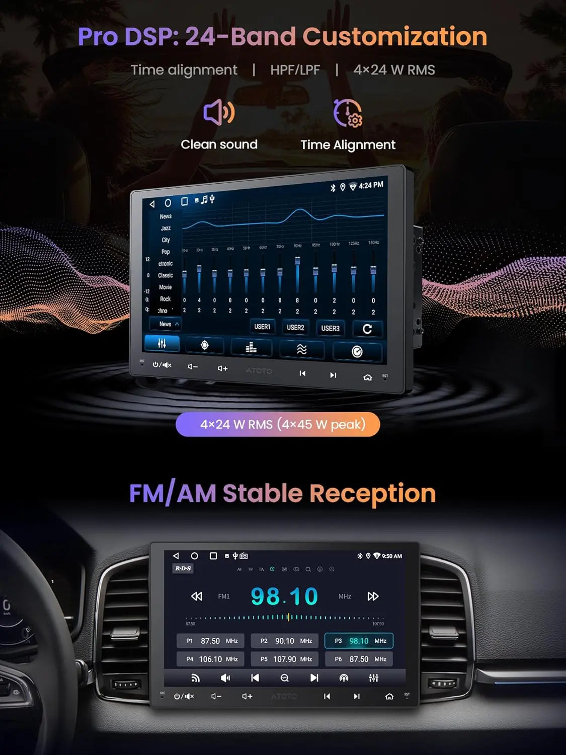 ATOTO A5LG209T 9" Double Din Head Unit with Android OS, ChatGPT AI Assistant, GPS Tracking, Wireless CarPlay & Android Auto, WiFi Internet Access, 2G+32G, 24-Band EQ DSP, FM/AM Radio
