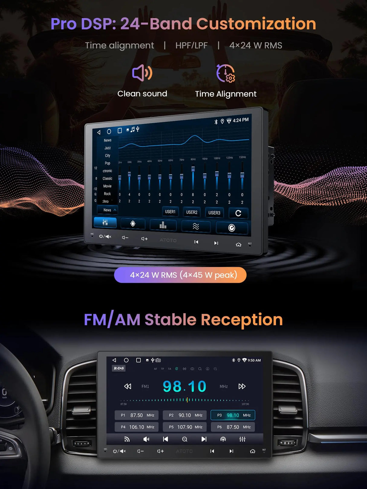 ATOTO A5LG209T 9" Autoradio 2 Din – Touchscreen, 2GB+32GB, Wireless CarPlay e Android Auto, EQ a 24 Bande, Tethering WiFi/Bluetooth, USB, FM/AM