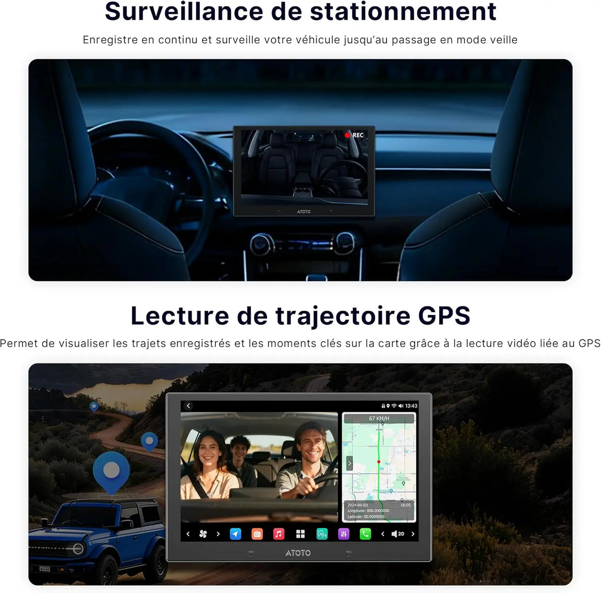 ATOTO AC-HN9CBV1 Caméra d’Habitacle Arrière (Montée à l’Avant), AHD 1080p 30fps, Vision Nocturne Starlight, Grand Angle 135°, Enregistrement en Boucle, Mode Parking, Compatible Série V10