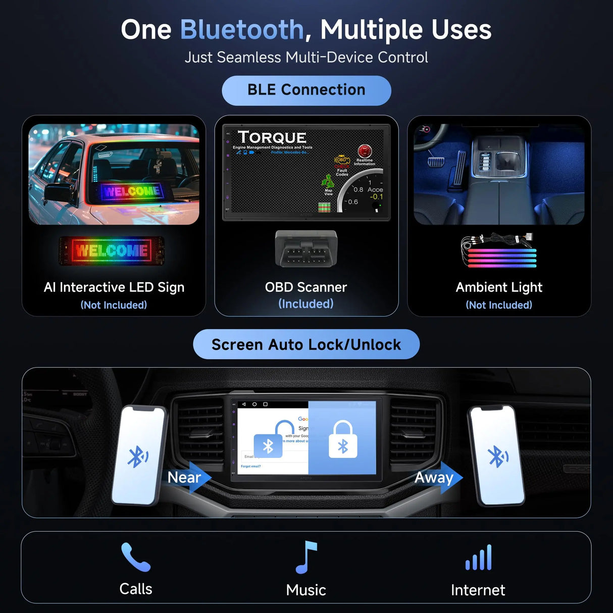 ATOTOEXCEL A5L 7" Android Double Din Car Stereo with Bluetooth OBD2, View Real-time Vehicle Data, AI Driving Assistant Powered by ChatGPT 5.2, TrackHU GPS Tracking, Wireless CarPlay Android Auto