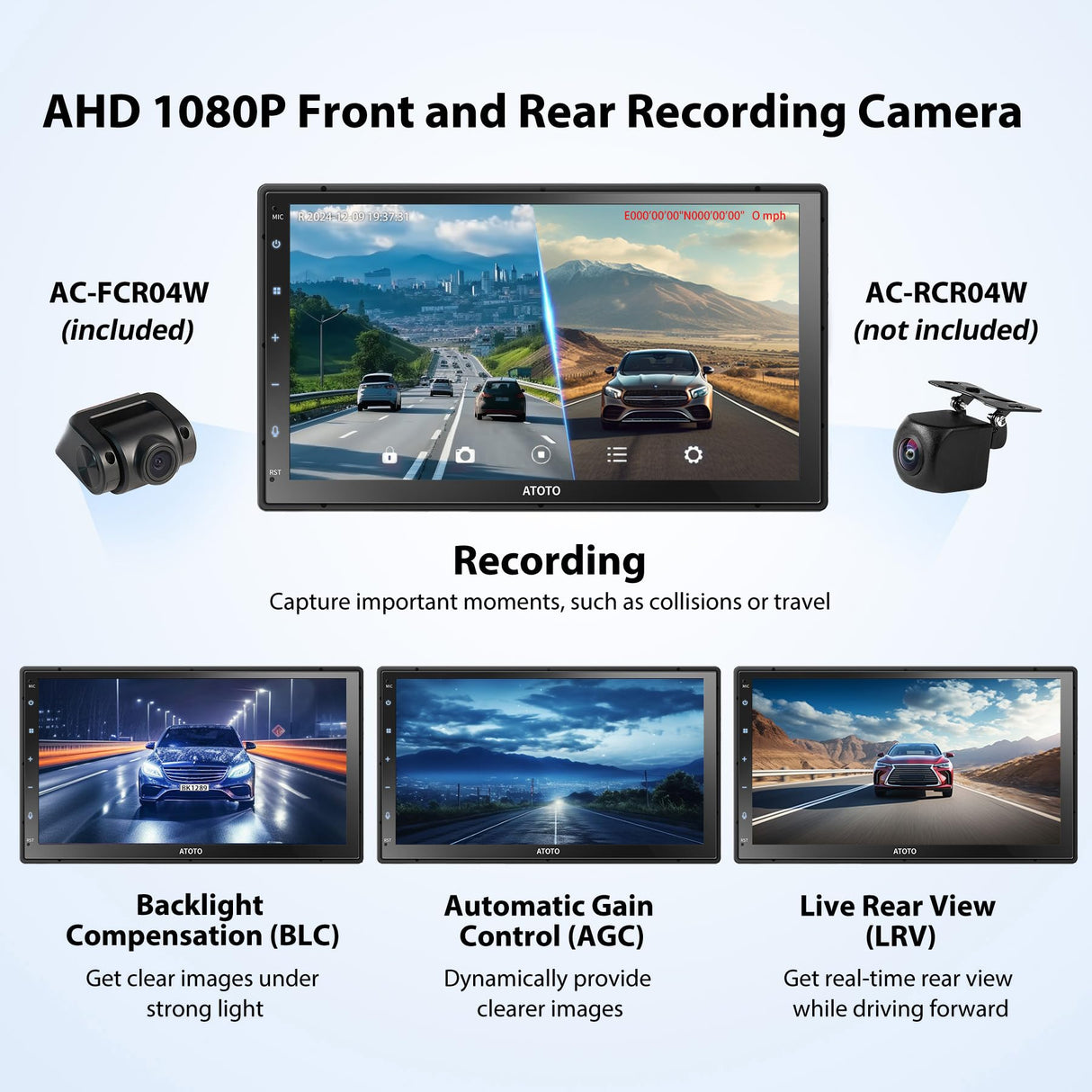 ATOTO S8G2C74MS 7" Android 11 ChatGPT Double Din Car Stereo Wireless CarPlay & Android Auto S8 Gen3 Octa-Core 4G RAM+32G ROM LTE/WiFi Dual BT DSP Front Camera GPS Tracking