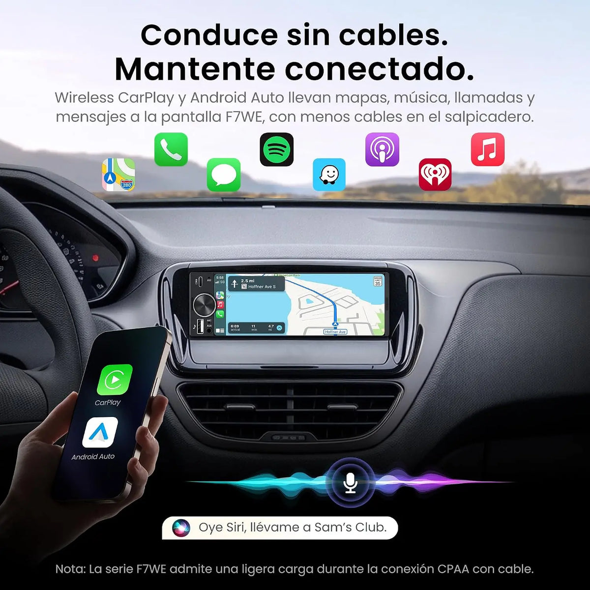 ATOTO F7G1A6WE-S01 Radio de Coche 1 DIN 6,28" con Pantalla Táctil, Apple CarPlay y Android Auto Inalámbricos