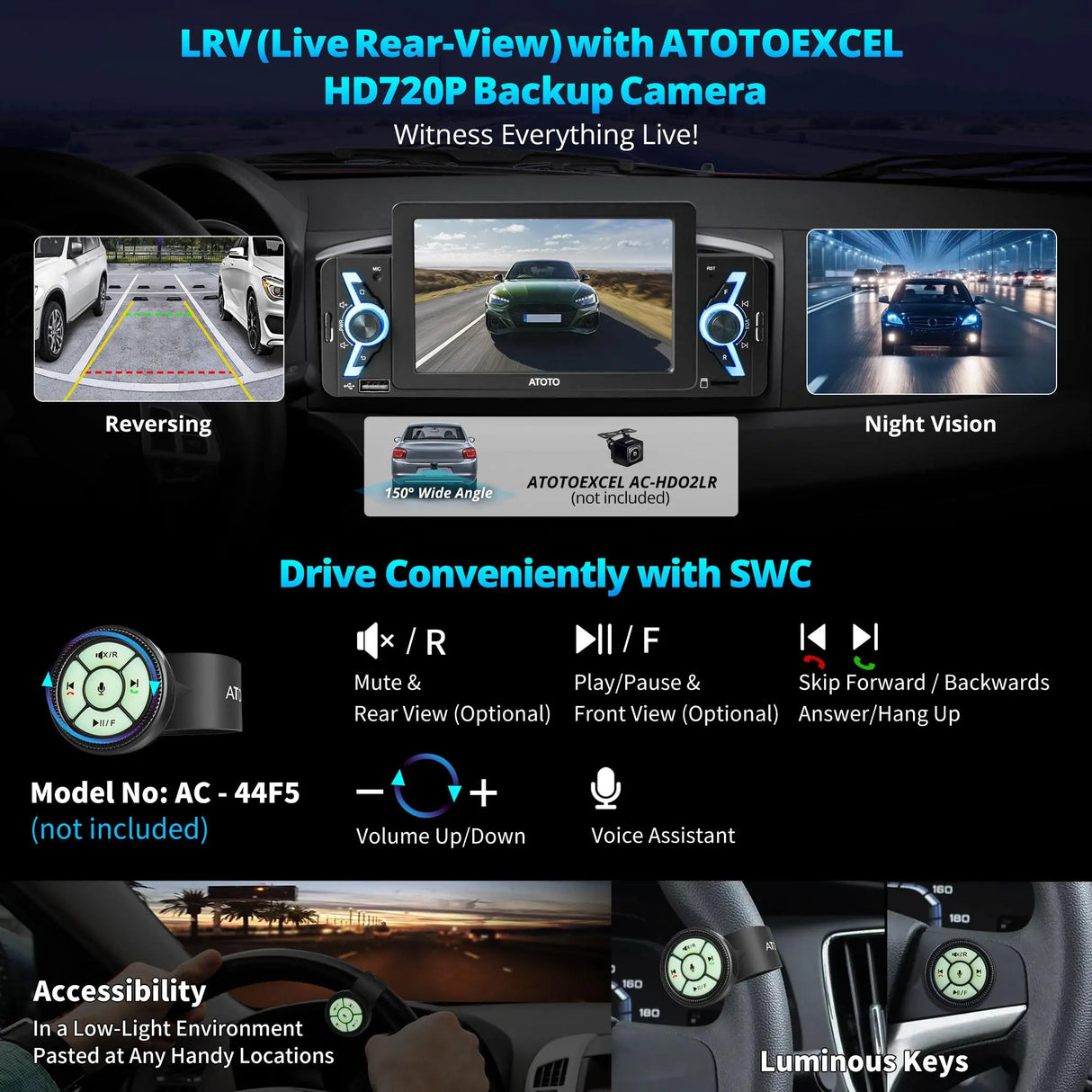 ATOTO F7G1A5WE 5" Single Din Car Stereo with Wireless CarPlay, Android Auto, Bluetooth, GPS Navigation, FM/AM Radio, WiFi, MirrorLink & Live Rear View