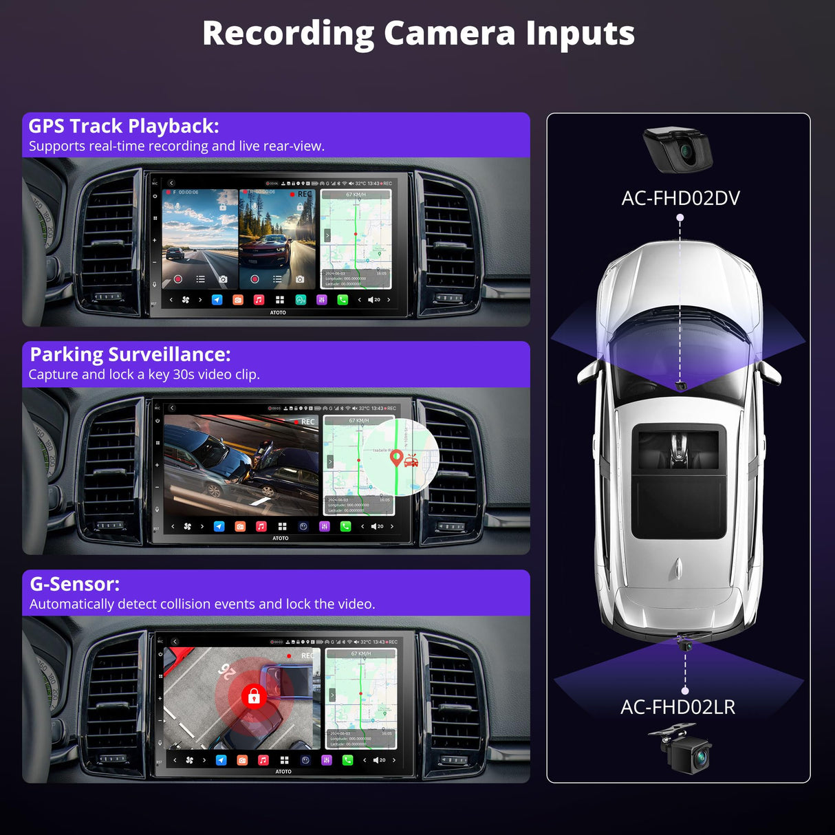 【High-end】ATOTO X10G2B7E 7" Double Din Car Stereo with Front & Rear Cameras, QLED Touchscreen, CarPlay & Android Auto, 4G LTE & WiFi, GPS, 8GB + 128GB TF Card, Dual Bluetooth, DSP Audio Technology