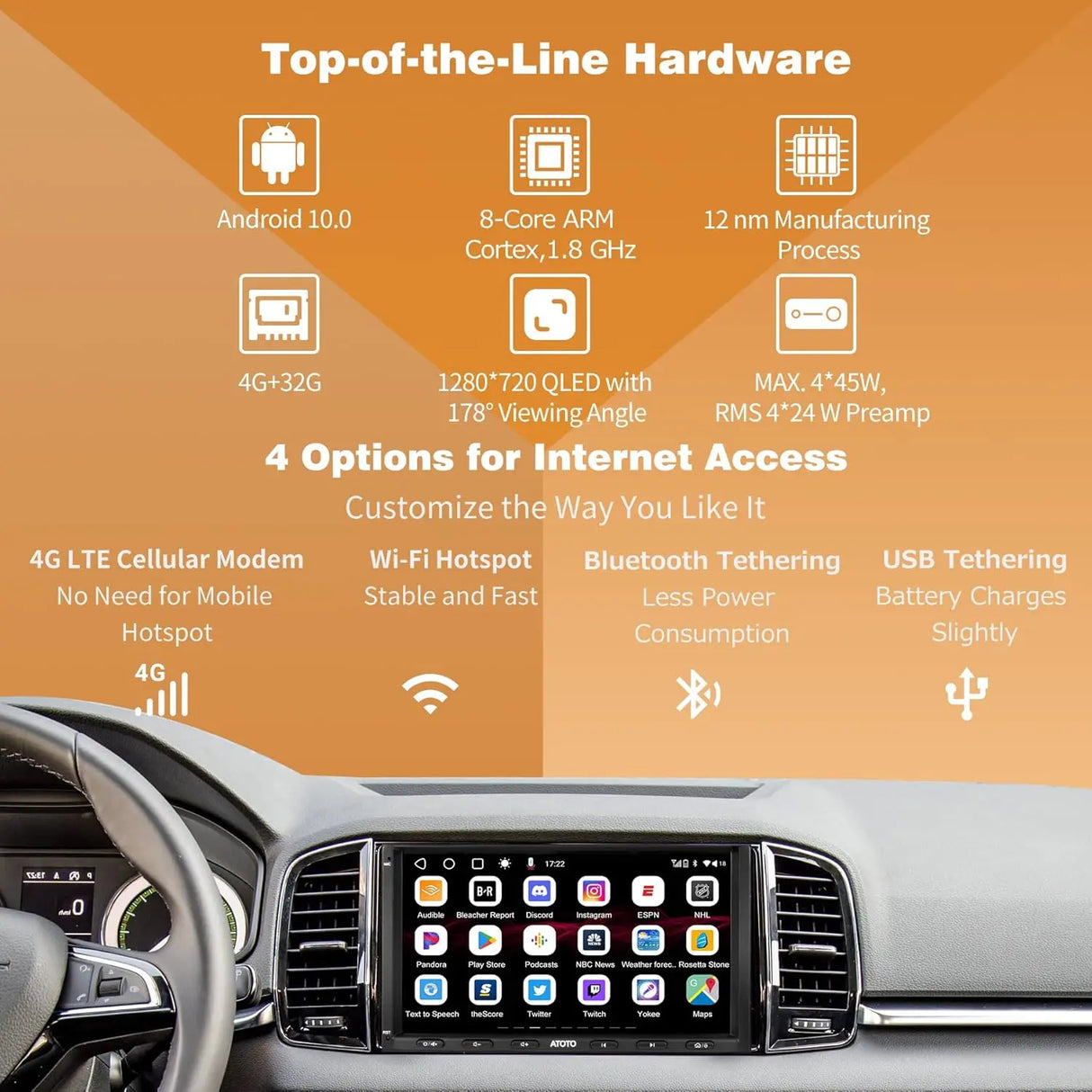 ATOTO S8G2A74MS 7" Double Din Car Stereo, QLED Touchscreen, Wireless CarPlay Android Auto, AI Chat ,SCVC, DSP/HDMI Out