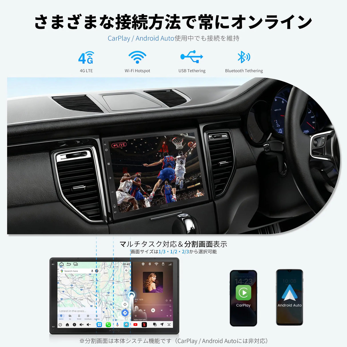 ATOTO S8LG2B7SD-S04 2DIN Android カーナビ 7インチ|ワイヤレス CarPlay・Android Auto・OBD対応