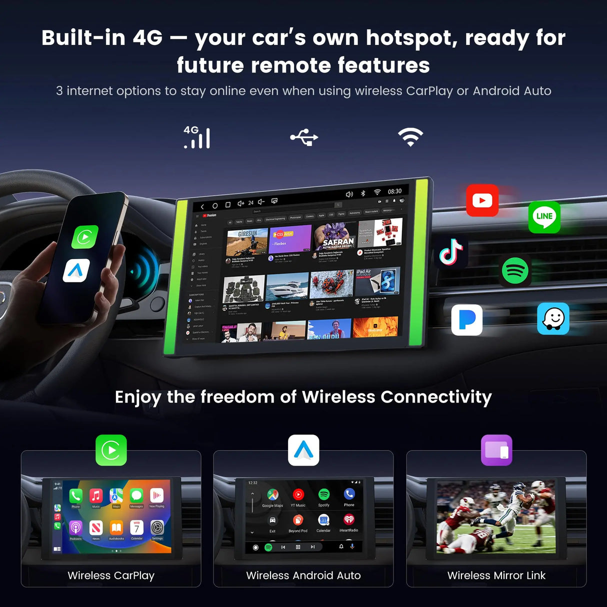 ATOTO A7G225PKL 12.5” Android Double DIN Car Stereo, Wireless CarPlay & Android Auto, AI Driving Alert & Geolocation Awareness, Car Location Tracking, 4G LTE, Parking Guard, Hi-Fi DSP 4V Pre-Out, EdgeFit Design