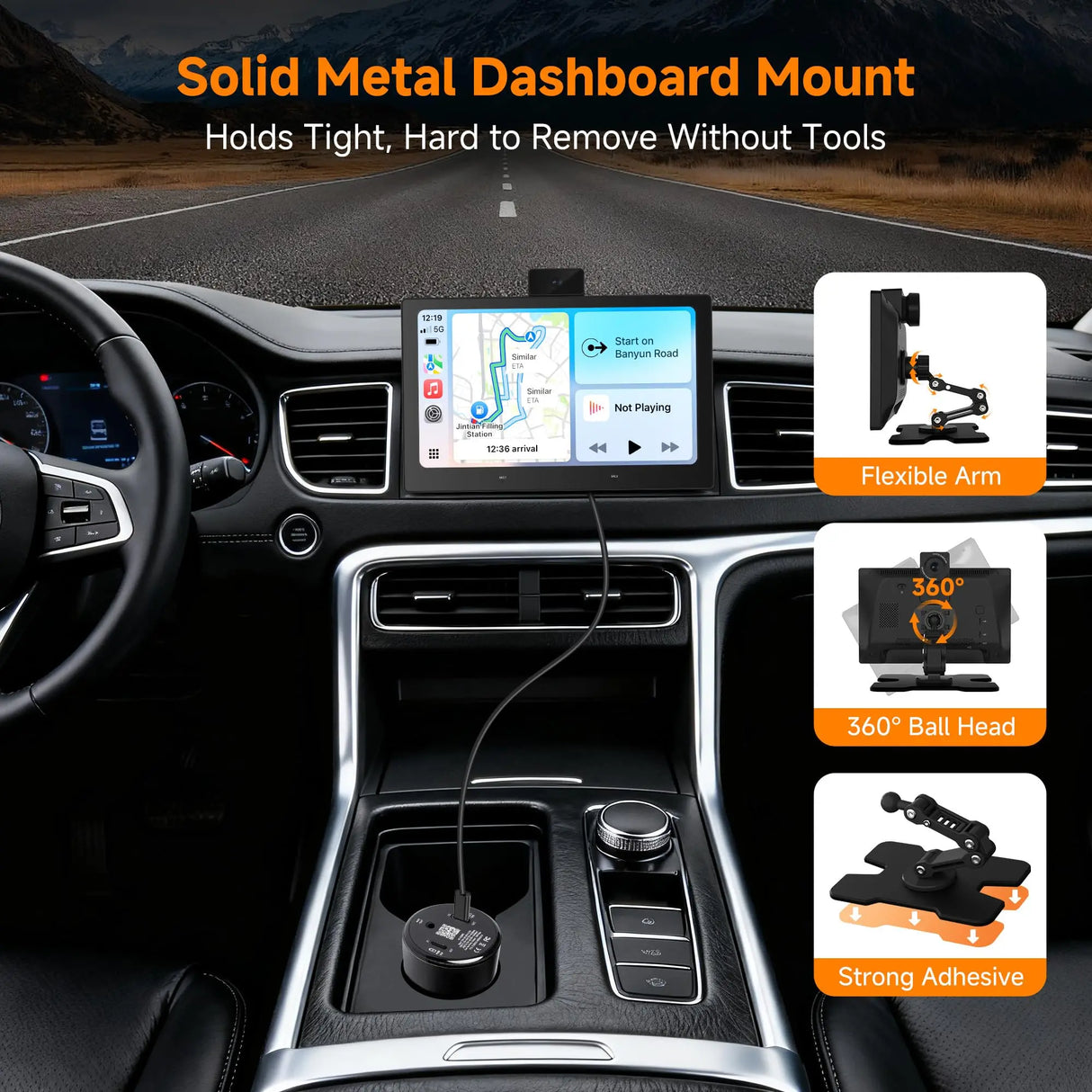 ATOTO P609S1N 9" Portable CarPlay Screen – Wireless CarPlay & Android Auto Touchscreen with Dash Cam, Bluetooth, GPS Navigation, Voice Control & Music Player, Plug & Play Car Stereo (P6 Standard DashCam)