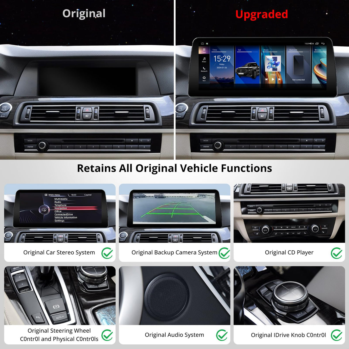 ATOTO S8BM5S512B8PN 12,3" Autoradio Android Auto & Apple CarPlay Sans Fil - Compatible BMW Série 5 F10/F11 (2013-2017) - GPS Navigation, 4G LTE Rapide, Bluetooth Haut de Gamme - Conserve Toutes les Fonctions BMW d'Origine + Écran Tactile HD