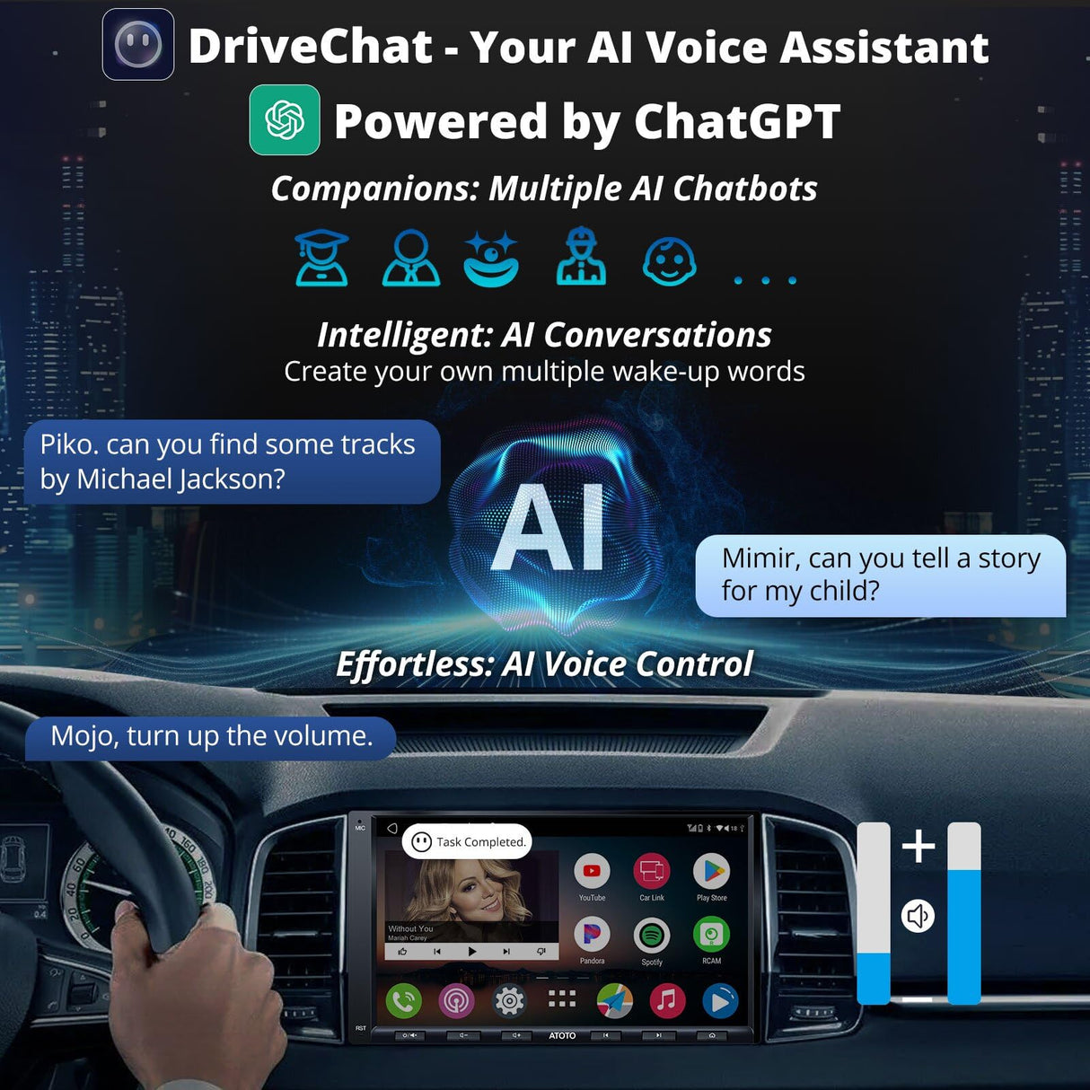 ATOTO A6G2A7PF Radio 2 DIN Android 7" con Cámara Trasera, DAB+, CarPlay y Android Auto Inalámbrico, 2 Bluetooth, HD LRV, WiFi/BT/USB, 2G+32G