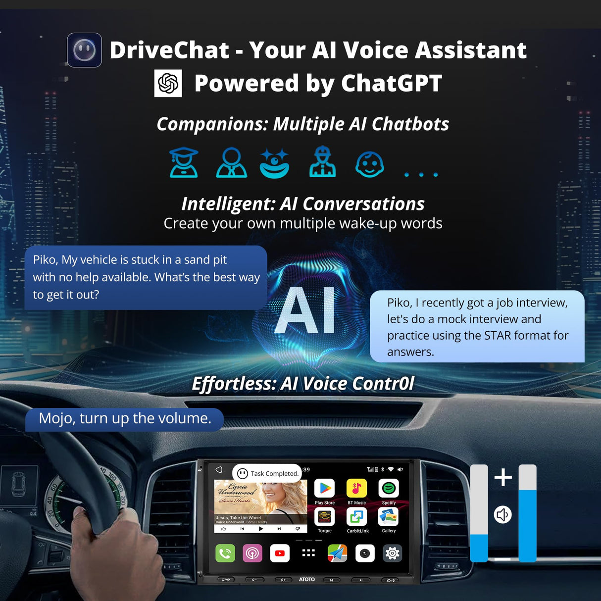 ATOTO S8G2A79UN 7" QLED Radio 2 DIN Android con CarPlay y Android Auto Inalámbricos, Asistente de Voz AI, GPS Integrado, 4G LTE, 6GB+128GB, Doble Bluetooth