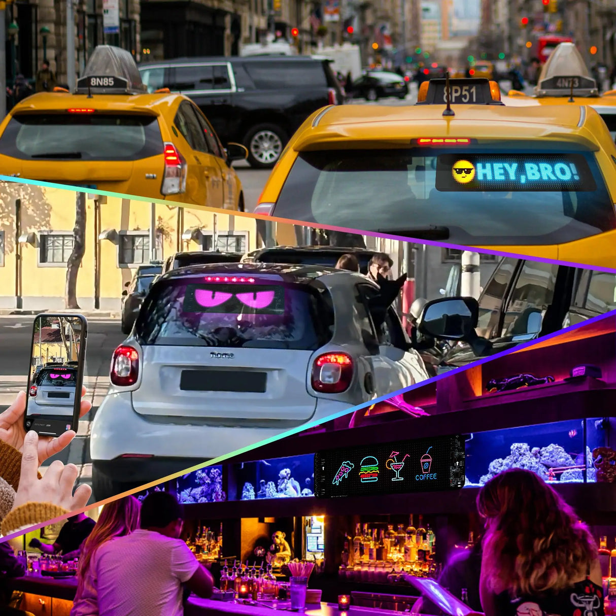 ATOTO CI-VIALD13 Programmable LED Sign – 13.7" x 4" Scrolling Advertising Display, AI Voice Control, Bluetooth App Control, Custom Text & Animation