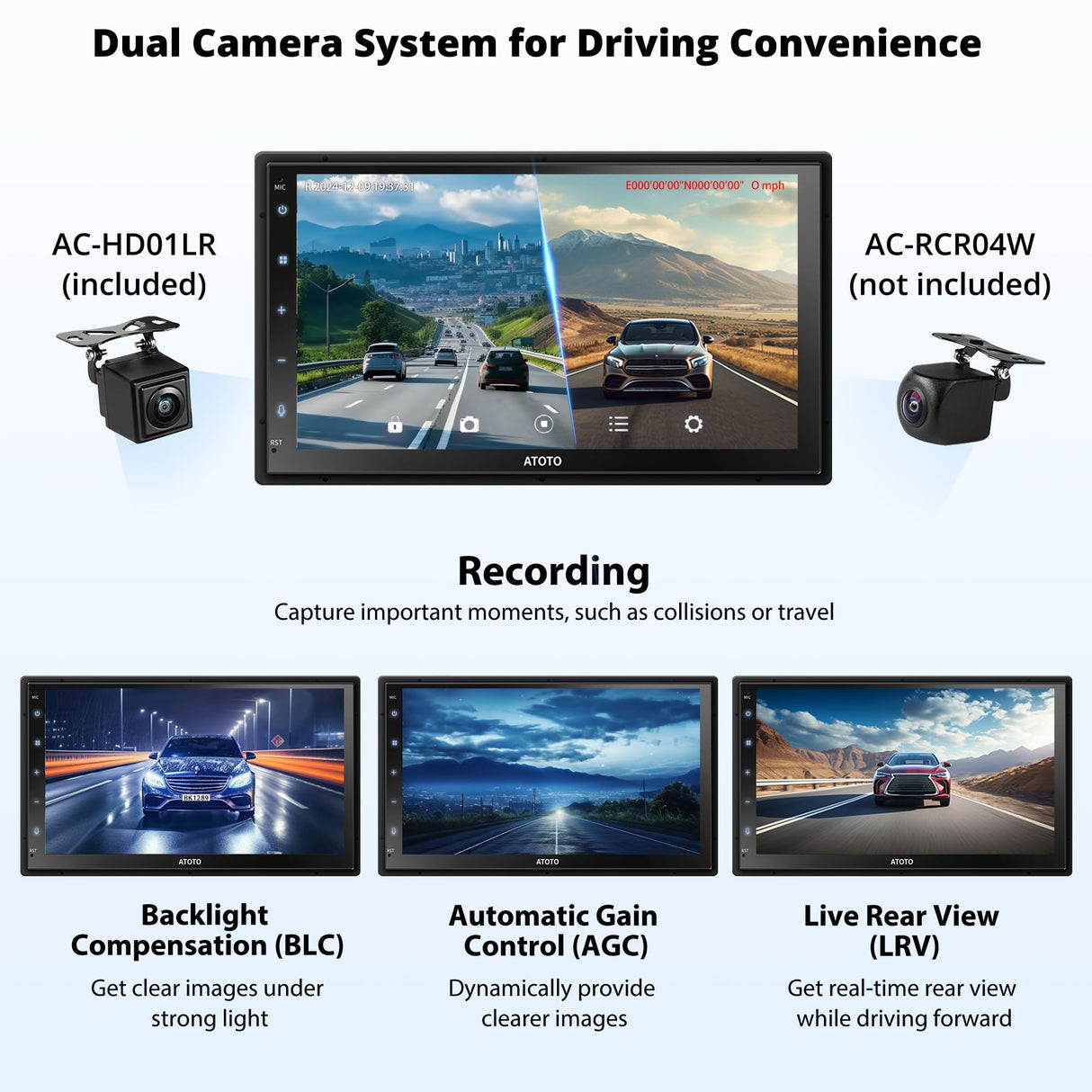 ATOTO S8G2C74MS 7" Autoradio 2 Din Android mit Rückfahrkamera, CarPlay & Android Auto Wireless, 8-Core, 4G+32G, QLED Touchscreen, 4G LTE, Doppelt BT, WiFi/BT/USB Tethering