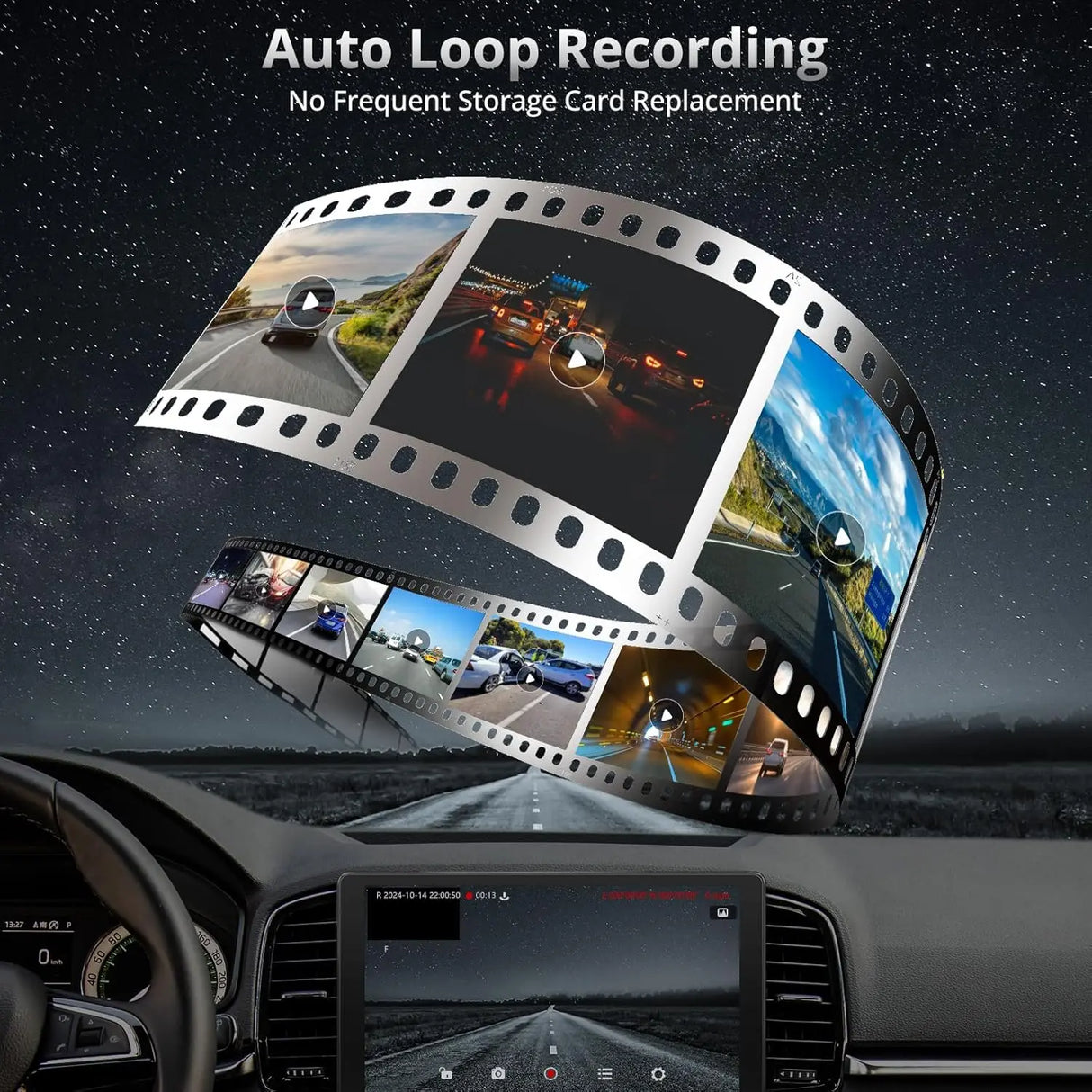 ATOTO AC-FCR04W Dashcam 1080P, 150° Winkel, Notaufnahme, Loop-Registrierung, Unterstützung bis zu 128 GB, kompatibel mit S8 UN/MS/PN (S8 PN Solo Monitor Frontale)