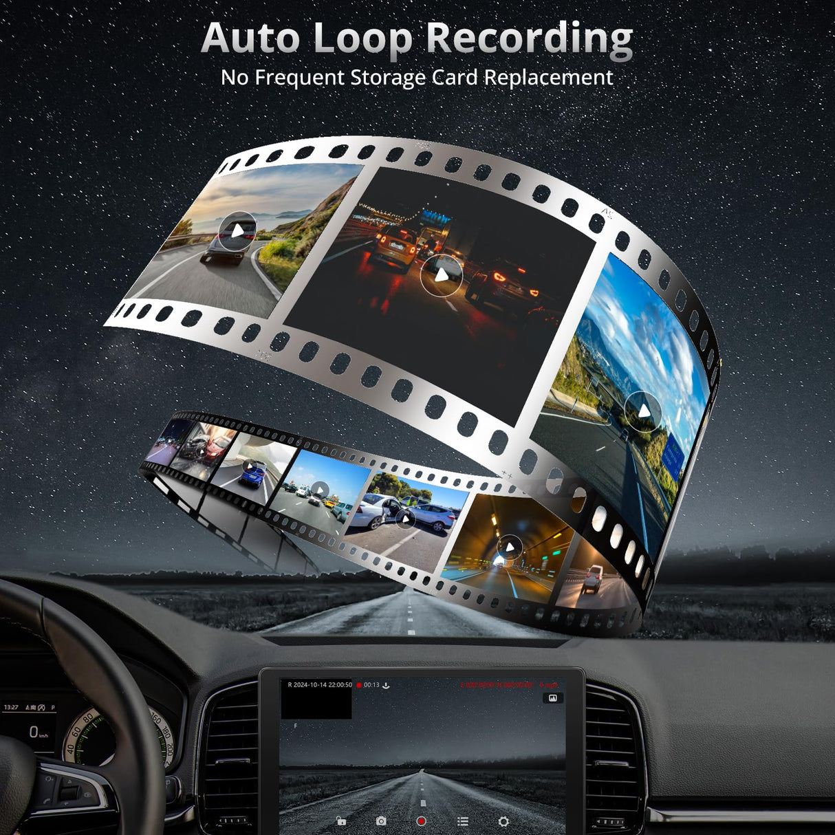 ATOTO AC-FCR04W 1080P Cámara Frontal, Ángulo Amplio De 150°, Visión Nocturna, Grabación En Bucle, Soporta hasta 128GB, Compatible con S8 UN/MS/PN, S8 PN Solo para Monitorización Frontal