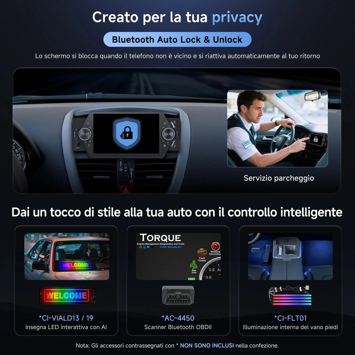 ATOTO A5LG1A5T 5" 1 Din autoradio bluetooth, CarPlay e Android Auto Senza fili, Touchscreen, Tethering WiFi/BT/USB, MirrorLink, RDS/FM Radio/GPS, Controllo Vocale, Vista Posteriore Live, 2G+32G
